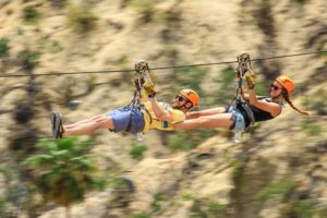 couples in zip line, Cabo Adventure